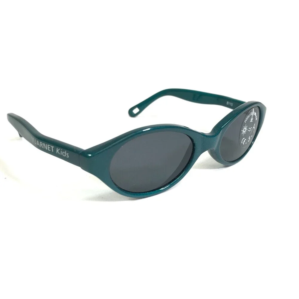 Vuarnet Kids Sunglasses B110 Blue Green Round Frames with Blue Lenses 28-15-105